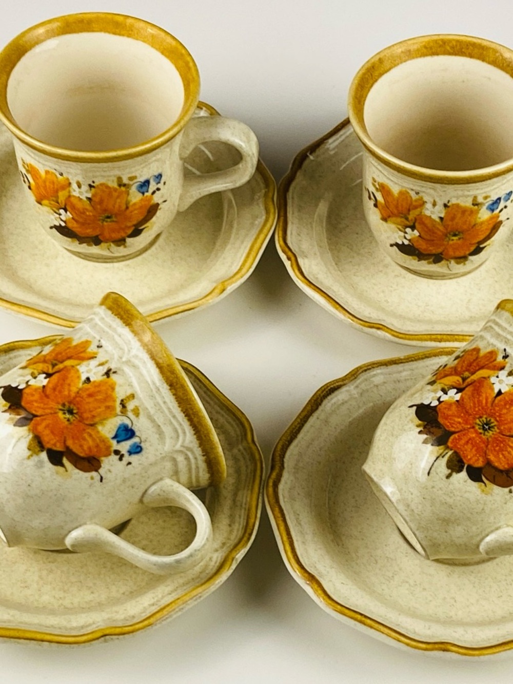 Set of 4 Vintage Miksas Japan Garden Club EC400 Cups and Saucers
